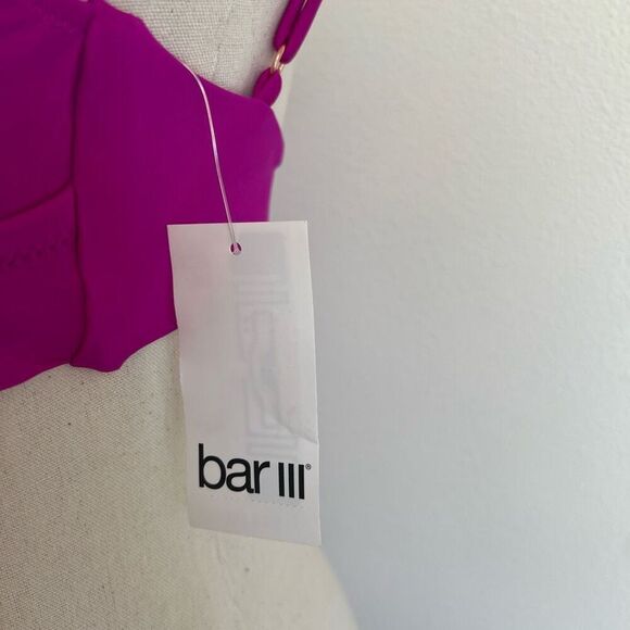 Bar III Banded Ring Bikini Top in Pink, Size XS - Picture 5 of 12